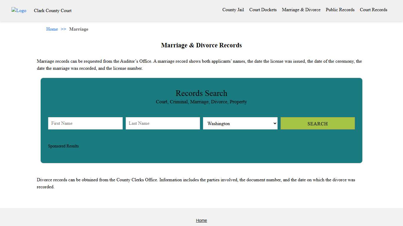 Marriage & Divorce Records Clark County Court